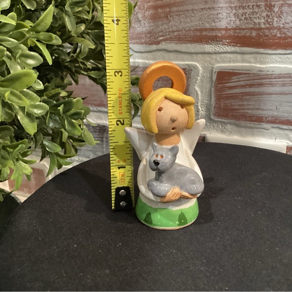 Vintage Hand Made in Poland Ceramic Crafted Little Angel Figurine with Her Cat - Picture 8 of 8